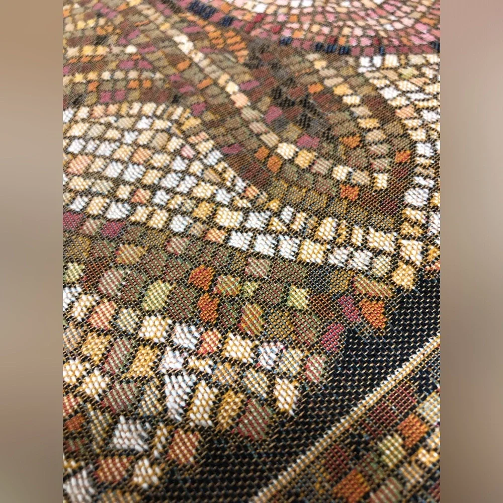 Ornate Mosaic Accent Pillow Cover in Gold and Brown